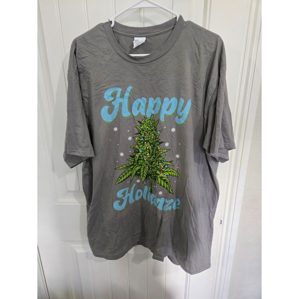 Port & Company Happy Holidaze T-Shirt Men’s 2XL Gray Holiday Graphic Tee